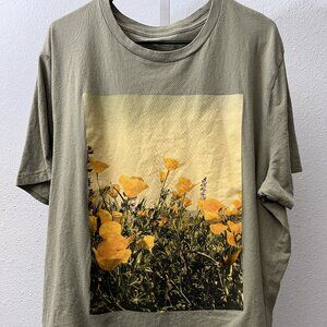 Old Navy Soft Wash Sage w California Poppies Graphic Image Tee T-Shirt SZ XXL